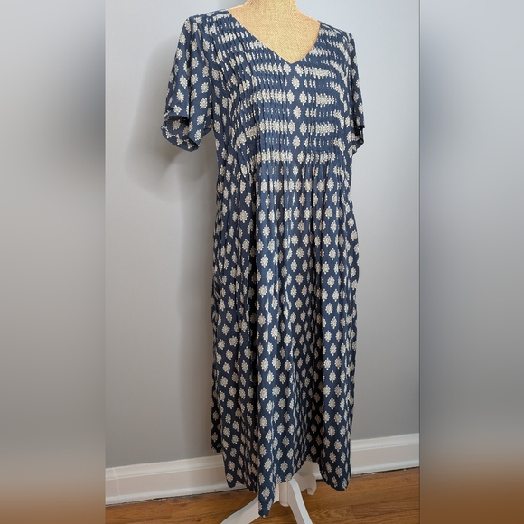 Anokhi navy blue printed cotton dress - Picture 2 of 6